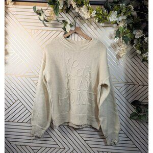 Wildfox Sweater Women's Lets Stay Home Fringe Cream Oversized Wool Alpaca Boho S